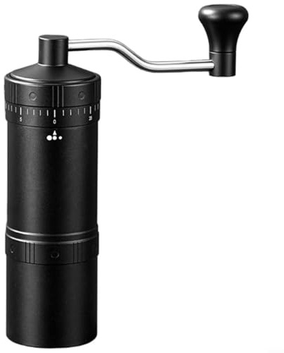 HomeVortex Moulin à café manuel avec fraise réglable en acier inoxydable, design portable à manivelle pour expresso, mécanisme à double roulement, pour voyage, camping, randonnée (noir)