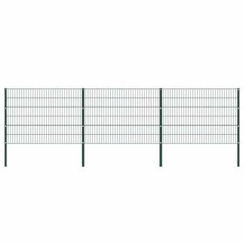 QJBSAVVA Set di 9 recinzioni a doppia asta, 5,1 x 1,2 m, in ferro verniciato a polvere, con 4 pali di recinzione, robusta recinzione da giardino per giardino, terrazza e pascolo