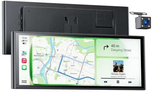 Avaett Écran CarPlay sans Fil 9,26″ Voiture pour Apple CarPlay & Android Auto, Portable Carplay Voiture avec Caméra de Recul, Mirror Link, OTA, Bluetooth 5.2, Navigation GPS, Commande Vocale
