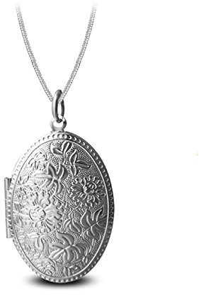 AMDXD Foto Amulett zum öffnen mit Kette Blume Oval Damen Herren Hlaksette mit Anhänger Silber