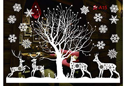 Weihnachten Fenstersticker, Fensteraufkleber PVC Fensterbilder Weihnachten Fensterdeko selbstklebend Fensterfolie Weihnachtsdekoration (110cmX38cm)
