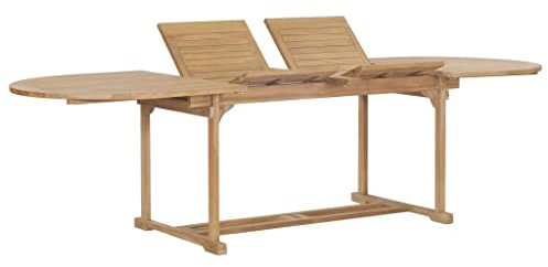 vidaXL Teak Massiv Gartentisch Oval Ausziehbar 180-280cm Gartenmöbel Holztisch