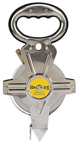 Vikye Stainless Steel 50M Tape Measure, Retractable Metric Construction Surveying Tool