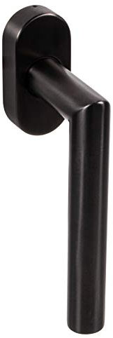 Gedotec Fenstergriff Edelstahl Fensterolive L-Form auf Oval-Rosette | Drehkipp-Rasterolive ohne Schließzylinder | Edelstahl PVD schwarz matt gebürstet | 1 Stück - Fensterbeschlag silber mit Rasterung