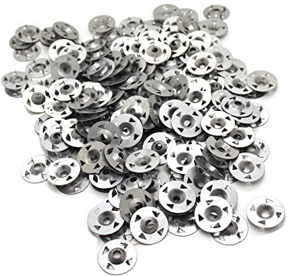 Easy Fix Unterlegscheiben – Packung mit 200 Stück – 28 mm Durchmesser, KAIISSA 4-Klammer-Unterlegscheiben, Nageldichtungen für Gipskartonplatten, Extrudierte Platten, Thermoboard, feste Trägerplatten