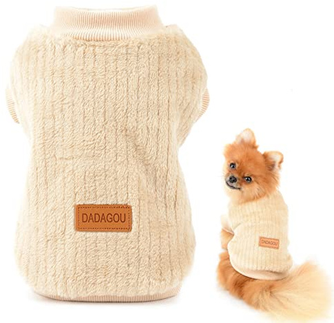SMALLLEE_LUCKY_STORE Pull en polaire côtelée pour animal de compagnie, chandail en molleton chaud pour petits chiens, chats, chiots, yorkshire, chihuahua, vêtements d'hiver