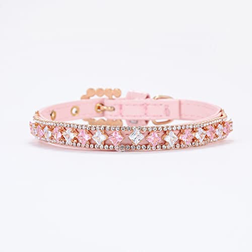 Halsband Für Haustiere Halsband Hund Haustier Halsband Haustier Halsband Halskette Hundekette Mode Katze Perlenkette Kristall Klein Und Mittelgroß Hund Schmuck Rosa Weiß,Rosa Kristall,Länge: 1,0 X 37,