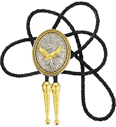 DELIGUO Bolo Ties Krawatte Für Herren - Western Cowboy Vintage Rund Geschnitztes Tiermuster Mit Hemd Krawatte, Handgefertigte Geflochtene Seil Schmuck Halskette Für Männer Frauen