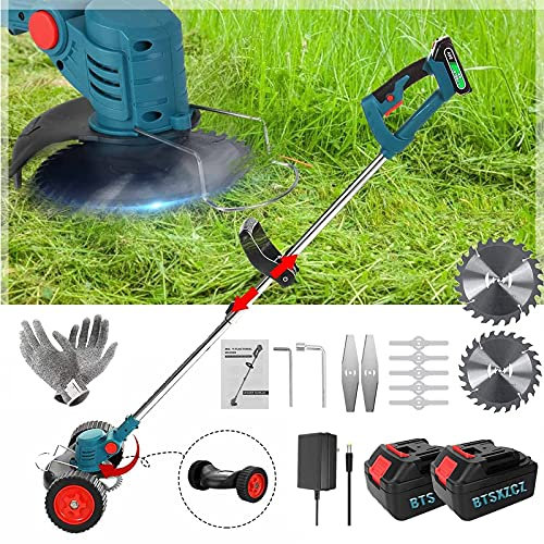 ATAAY Tosaerba/tagliaerba a Batteria con 2 batterie agli ioni di Litio da 24 V e Caricatore rapido 15,2 cm Leggero ed Estensibile 850 W Max per la Cura del Prato zhengzilu