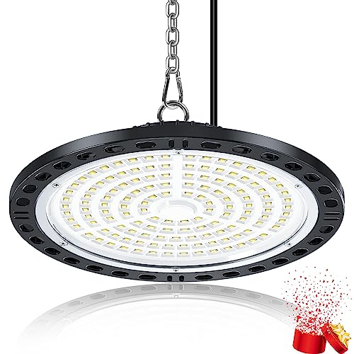 YIQIBRO LED Werkstatt Deckenleuchte 100W, Hallenstrahler für Keller 1 Stück | 10000LM UFO Industrielampe Werkstattlampe Kellerlampe, IP65 Wasserdicht 6500K Garagenlampe LED Strahler für Lager, Fabrik