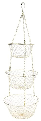 Gavigain Heavy Duty 3-Tier hängenden Obst und Gemüse Korb, 3-Tier hängenden Obstkorb Heavy Duty Draht hängenden Körbe abnehmbare hängenden Obstkörbe Gemüse Storage Organizer