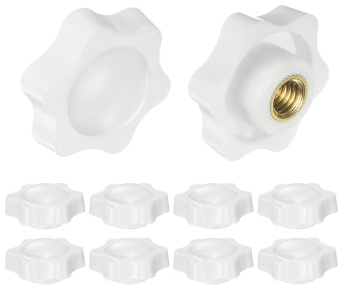 QUARKZMAN 10 Stück Sterngriffmutter M10 x 38mm Flügelmuttern mit Gewinde, Rändelmutter Handgriff Klemmmutter 38mm Spannknopf für Industrie Werkzeugmaschinen Geräte Fitnessgeräte, Weiß