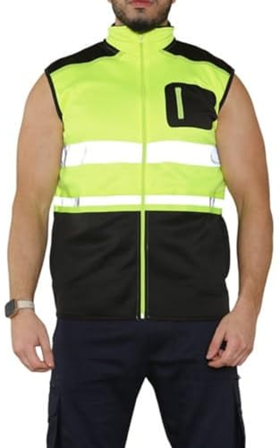 AR Paris Fashions® Hi Vis Bodywarmer Fleece Gilet Jacket - Hi Viz High Visibility Workwear Security Safety Wear Warm Sleeveless Waistcoat Body Warmer Vest Top Plus Size S-XXL
