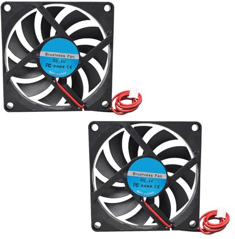 Jopto 2 Ventola di raffreddamento silenziosa per stampante 3D senza spazzole 80 x 80 x 10 mm 8010 DC 5 V con terminale a 2 pin compatibile con stampante 3D Makerbot PC CPU computer case per fai da