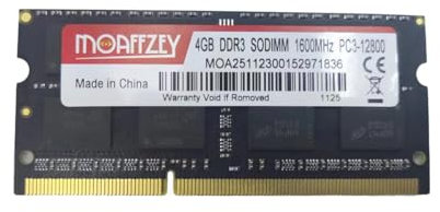 Moaffzey Memoria RAM DDR3 de 1600 MHz, 4 GB (1 x 4 GB) 1,35 V CL11 DDR3L SODIMM (PC3-12800), memoria de computadora, módulos de memoria RAM para portátil