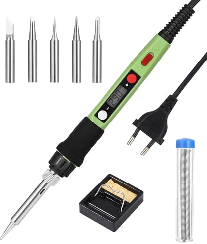 Zawaer Saldatore a Stagno, Saldatore Kit 80W,Temperatura Regolabile180 ℃-500 ℃ Stagnatore Elettrico, con ON/OFF con 5 Punte di Saldatura, Supporto per Riparazione,per Riparazione Saldatura Giornaliera