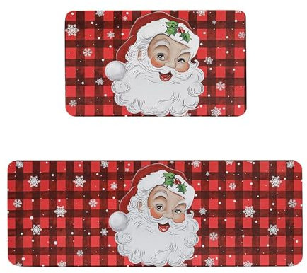 Küchenteppich Weihnachtsmann Küchenläufer,Teppich Für Küchenteppich Waschbar rutschfest, Fussmatte Aussenweich Und Superabsorbierend Waschbar In Waschmaschine 40X60