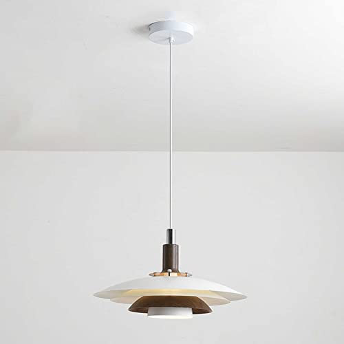 PTLYE Lámpara de Restaurante nórdica Sencilla, lámpara Colgante de diseño danés, lámpara de araña de platillo Volador de un Solo Cabezal LED, con Cable de 47,2 pies, lámparas de Barra de Altura AJ