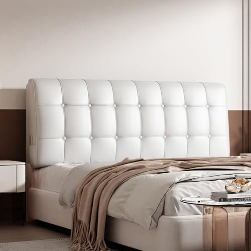 Großes weißes Wandkissen mit abnehmbarem Bezug, 180 x 58 x 10 cm, Rückenstützkissen für Sofa, Bett, Etagenbett, rechteckiges Kissen