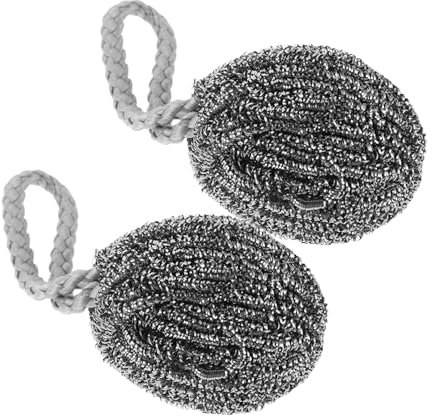 ABOOFAN 2pcs Stainless Steel Wire Ball Dish Brush Kitchen Scrubber Wok Brush Sink Unblocker