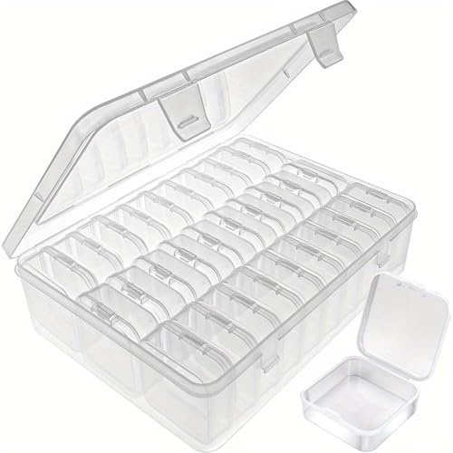 30 Stück Kleine Aufbewahrungsboxen, Sortierboxen für Kleinteile 5,5 x 5,5 x 2 cm, Perlen Aufbewahrungsbehälter mit Klappdeckel für Pillen, Schmuck, Bastelartikel Kleinteile Aufbewahrungsbox
