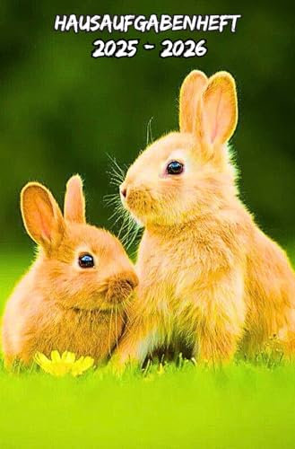 Hausaufgabenheft 2025 2026 Kaninchen: Schulagenda für Schüler (Grundschule, Mittelschule, Gymnasium, Universität) mit einer Woche pro Doppelseite