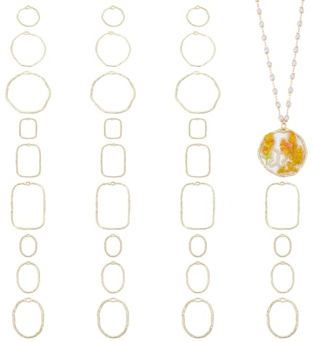 UNICRAFTALE 36Pcs 3 tailles Pendentif Cadre Creux Moule Cadres Resine Pendentifs Rectangulaires Ovales Ronds Pendentif Creuse Lunette en Résine Époxy Géométriques pour Fabrication de Bijoux