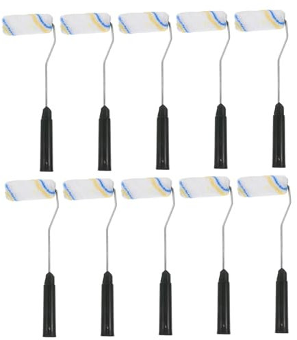 Tofficu 10 Stück Walzenbürste malen Wand Rollenpinsel Walzenfarbe Pinsel- und Rollenset hoch Malerbedarf für Maler Farbe für Wände Malerbedarf für Heimwerker Baumwollfaden