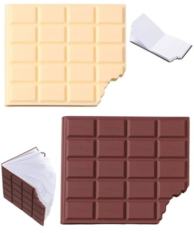 JUKOTA 2 Stück post it lustig Haftnotizblock Schoko, Personalisierter Notizblock, personalisierte Pralinen (mit abgebissener Ecke, mit 100 Haftnotizen) Dunkelbraun/weiß, 10, 5 x 9 cm