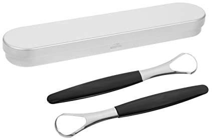 WRITWAA 1 Set Raschietto per Lingua Acciaio Inossidabile con Scatola Stoccaggio Strumento per Rimozione Alito Orale per Adulti