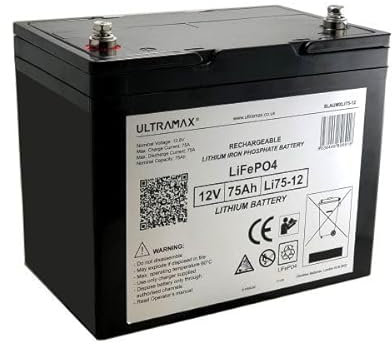 Ultramax Batterie au lithium LiFePO4 12 V 75 Ah LI75-12