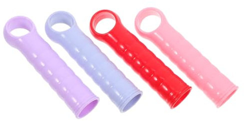 DOITOOL 4pcs Plastic Mop Handle End Cap Sturdy Grip Replacement for Dustpan Rods Ergonomic Design for Easy Assembly Versatile Compatibility with Cleaning Tools Red Purple Blue Pink