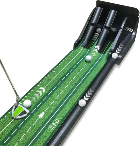 KOFULL Alfombras de Putting para Golf para Interiores con diseño de balancín de Bola de Golf, Juego de práctica para el hogar, Oficina, Interior y exterio