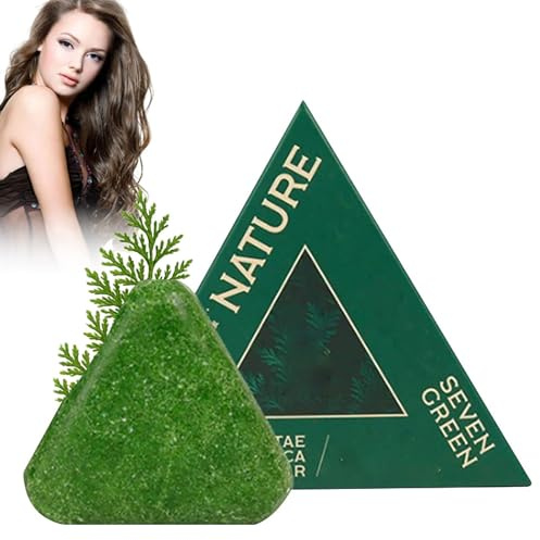 Champú natural de siete jabones verdes, champú sólido vegetal, limpieza suave y cuidado nutritivo para mujeres y hombres, calma y fortalece el cabello para hombres y mujeres (1 unidad)