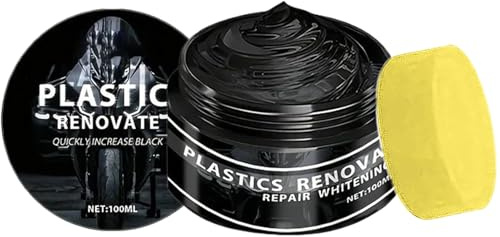 100g Rénovateur Plastique Avec Éponge Pour Intérieur Voiture Hydratant Polish Décolorés Effet Noir Brillant Protection UV Sans Rayures Nettoie Protège Tableau Bord Joints Caoutchouc Panneaux