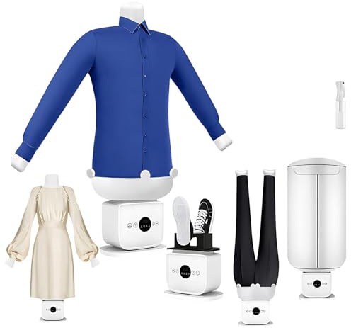 SHEUAO 1400W Stira Camicie Automatico Manichino Asciugatura E Stiratura Magliette,Camicette,Ferro da Stiro Verticale Asciuga Senza Pieghe con 4 Clip Peso,per Calzini D