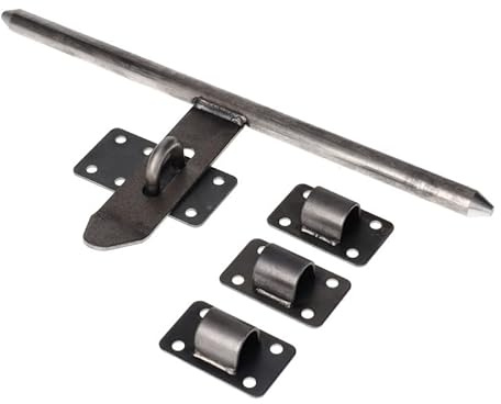 Pestillo de puerta de acero, 340 mm, soldable, con candado, acero negro en bruto, hardware de seguridad para puertas y vallas