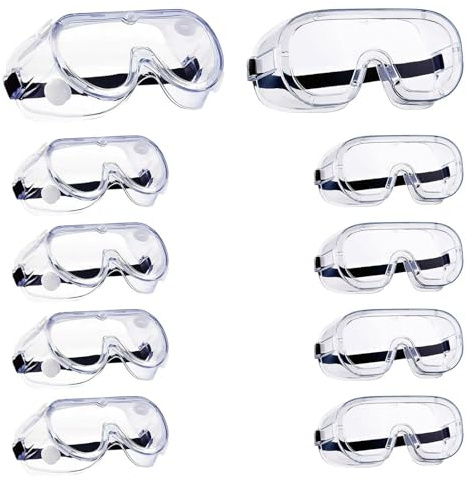 Genérico Gafas de seguridad antivaho sobre las gafas - Lentes transparentes ventiladas con protección contra salpicaduras for uso en laboratorios y productos químicos(Vent Non-Vent 10Pcs)