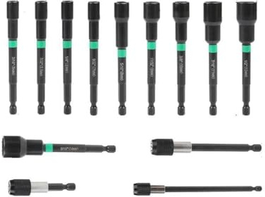 Lot de 13 forets à douille hexagonale de 6,35 mm, embouts de tournevis magnétiques pour perceuse électrique et tournevis électrique, compatibles avec la plupart des outils électriques, construction en