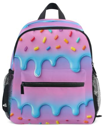 Kcldeci Sac à dos pour tout-petits filles garçons crème glacée gaufrée maternelle primaire enfants école maternelle sac d'école sac à livres S-M, Cône gaufré à la crème glacée, M, Sac à dos daypack