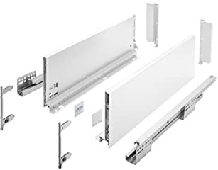 GTV Lådsystem AXIS PRO I Lådset med fullt utdrag och integrerad dämpning I vit I lastkapacitet upp till 40 kg I Soft-Close I fri åtkomst I bredd: 450 mm I höjd: 168 mm
