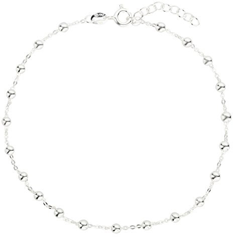 Fußkettchen, Fußkette, Ankerkette, Schmuck, Modeschmuck aus 925 Silber als Fußschmuck - 7K - Geschenke für Frauen, Mädchen und Männer, 22-25cm, 1mm, Modell 22
