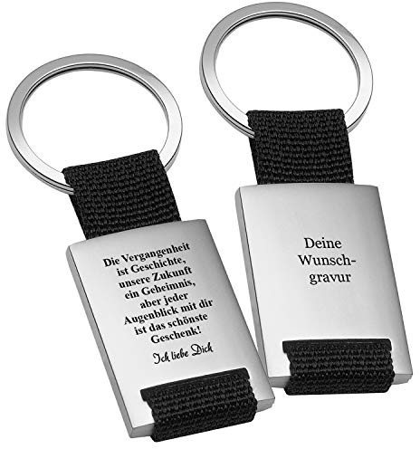 Liebesbeweis Schlüsselanhänger mit Gravur | Erhältlich in Schwarz Blau Rot | Vergangenheit | Ich liebe dich Anhänger für Partner | 8,5x3,5cm | Romantisches Geschenk Freundin Freund zum Jahrestag