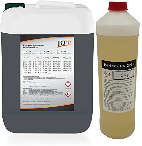BTT-BI Epoxidharz Bodenbeschichtung RAL 7015 für 100m² Innen Fliesenlack Betonfarbe Industrieboden Garagenfarbe Kellerfarbe Wohnraum Gießharz Epoxy