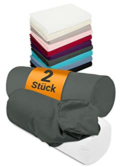 npluseins 2er Pack Bezüge und/oder Nackenrolle - ca. 40 x 15 cm - 1467.2080, 1 Pack (2 Stück) - Bezüge in Titanium