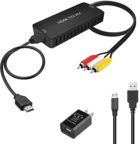 HDMI to RCA Converter, HDMI to Composite Video Audio Converter Adapter，HDMI to AV Adapter, Supports PAL/NTSC for PC Laptop HDTV DVD
