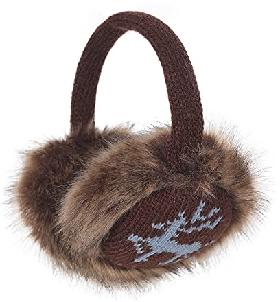 ZLYC Damen Mädchen Winter Druckdessiniert Kariert Ohrenschützer Ohrenwärmer aus Fauxfell
