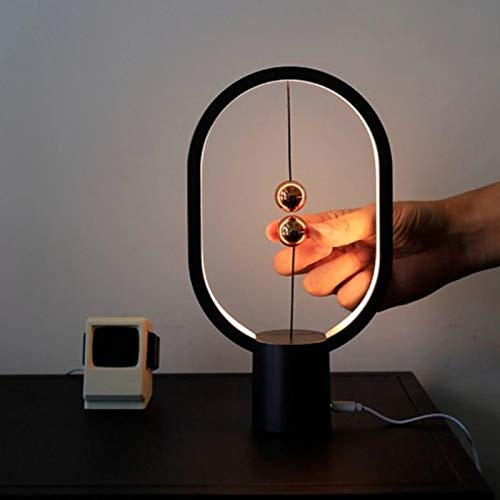 HURRISE Magnetic Lamp, Half-Air Switch LED Lamp Night Light LED Desk Lamp with Magnetic Ball Switch Smart Balance Light Mini Balance Light for Home or Office