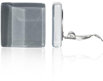 Statement Ohrclips Damen ohne Ohrlöcher • Quadratische Clip Ohrringe • Handmade Edelstahl Schmuck aus Glas • 20x20x3 mm
