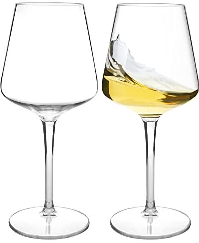 MICHLEY Floating Wine Glasses for Pool 15 OZ Unbreakable Tritan Plastic Stemmed Red Wine Glasses Ideal for Beach Bar Camping Dishwasher Safe, Set of 2